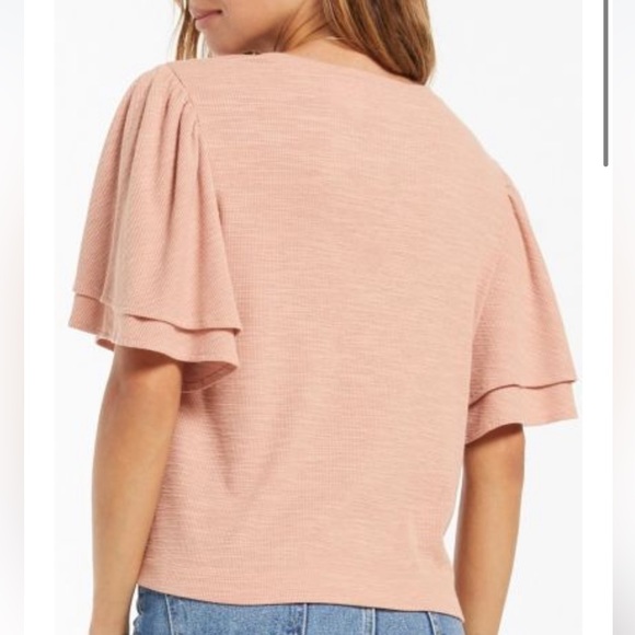 Brand NEW Z Supply Blake Slub Ruffle Top in Rose Mauve - Picture 2 of 7